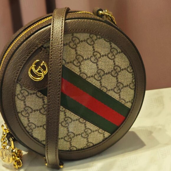 Gucci Round Crossbody Bag Shoulder Bag Brown - Picture 1 of 6